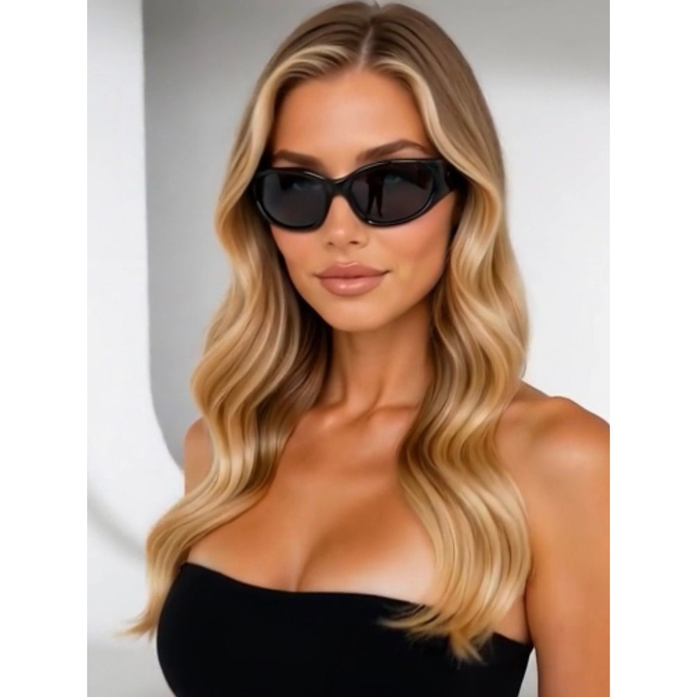 Women Sunglasses Fashion Shield Retro Black Frame Classic Running Golfing Biking